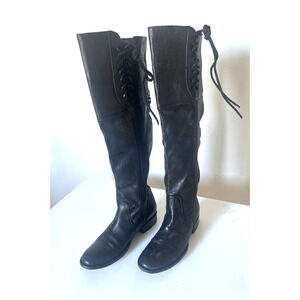 Freebird West Over The Knee Boots 8 Black Distressed Riding Western